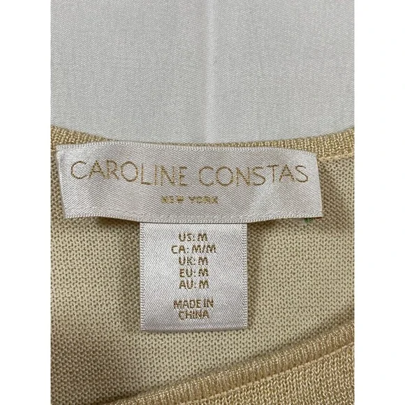 Caroline Constas Gold Metallic Knit 3D Floral Crochet Maxi Dress Medium - Picture 4 of 10